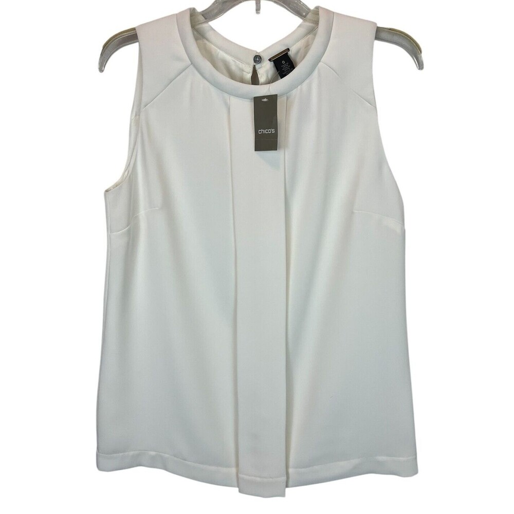 Chico's Black Label Simple Seamed Layer Tank  Size S  NWT  Ecru Shell  Office